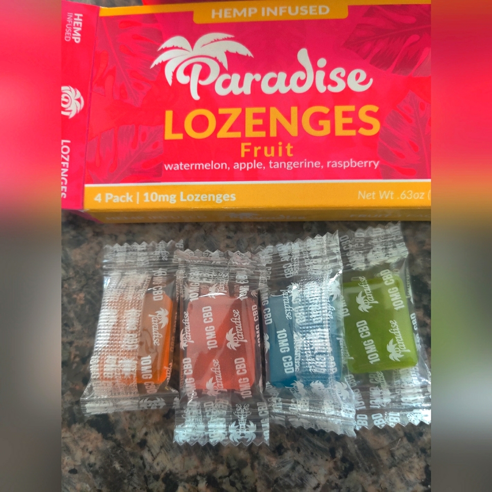 (10) cases Below Wholesale Paradise Hemp Infused Fruit Lozenges (4) pack 10mg ea